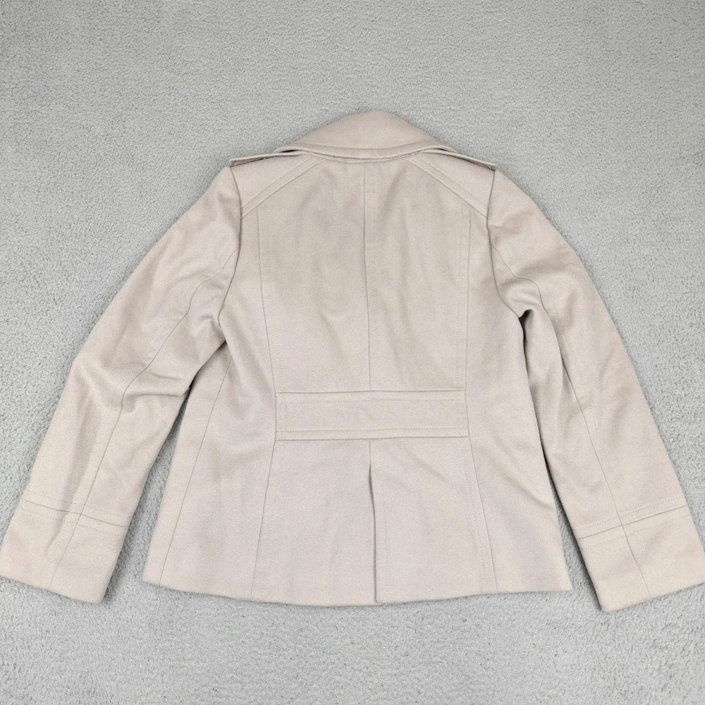 J Crew Coat Womens 8 Beige Wool Pea Thinsulate Lined Double Breasted Pockets - Picture 5 of 8